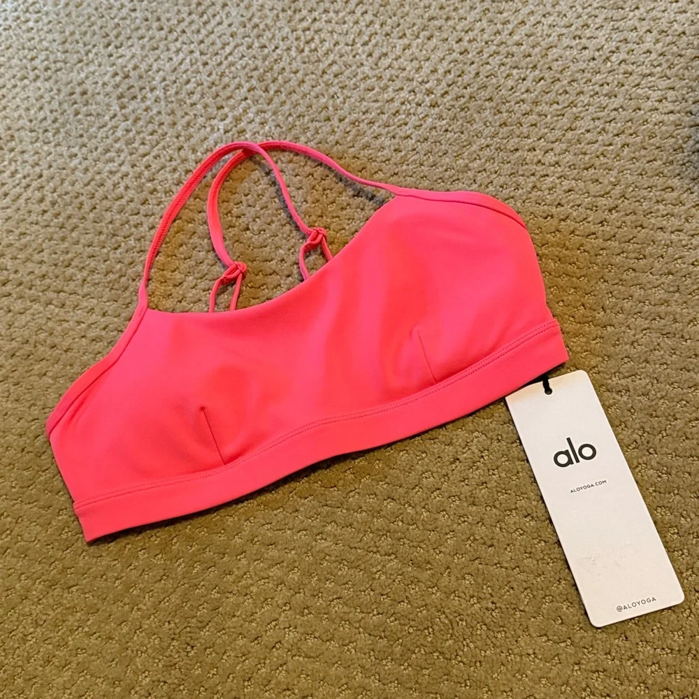 Alo Airlift Intrigue Bra Fluorescent Pink Coral S - Picture 4 of 6